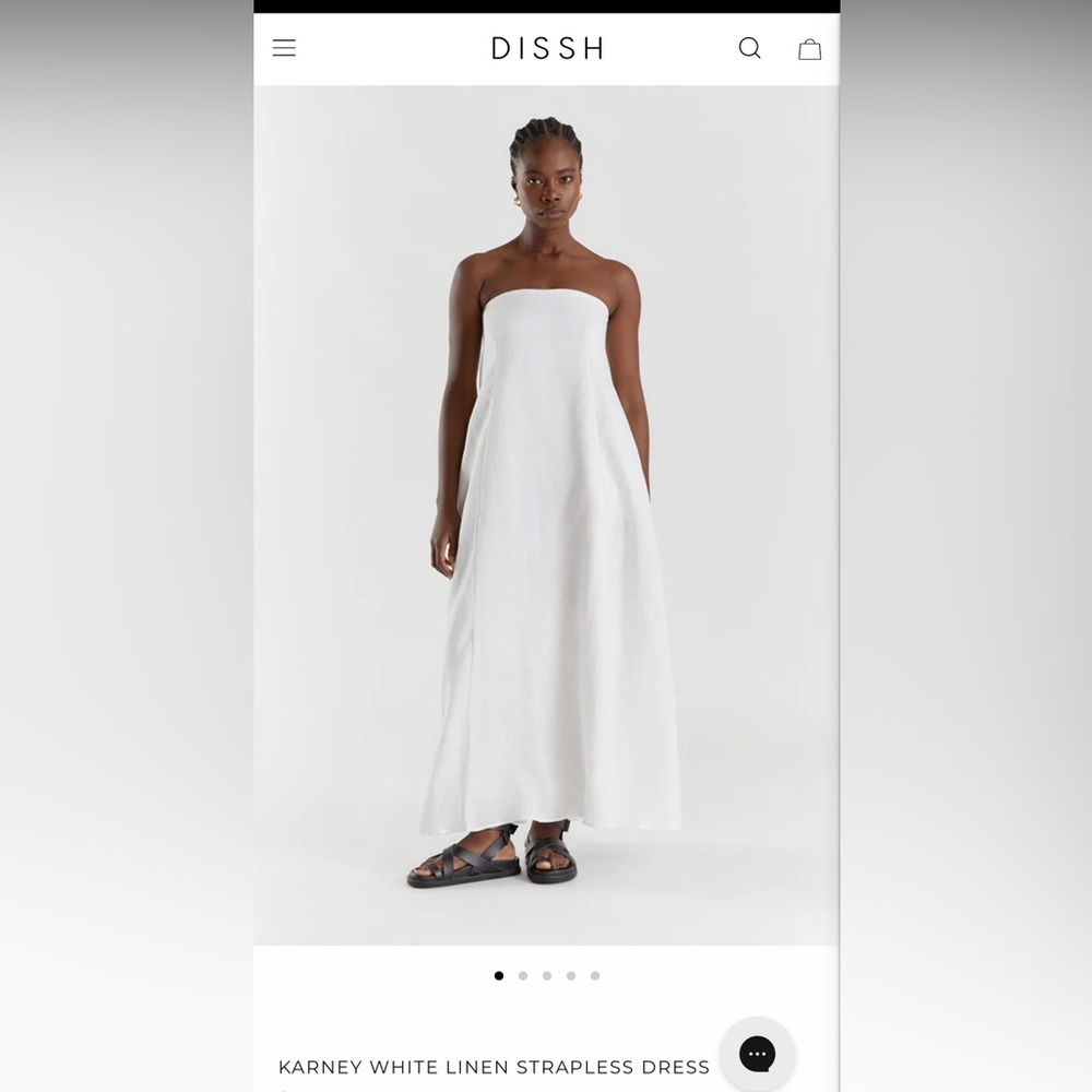 KARNEY WHITE LINEN STRAPLESS DRESS